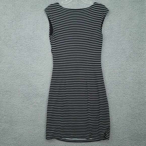 LOFT Black White Striped Jersey Knit Dress - Picture 9 of 9